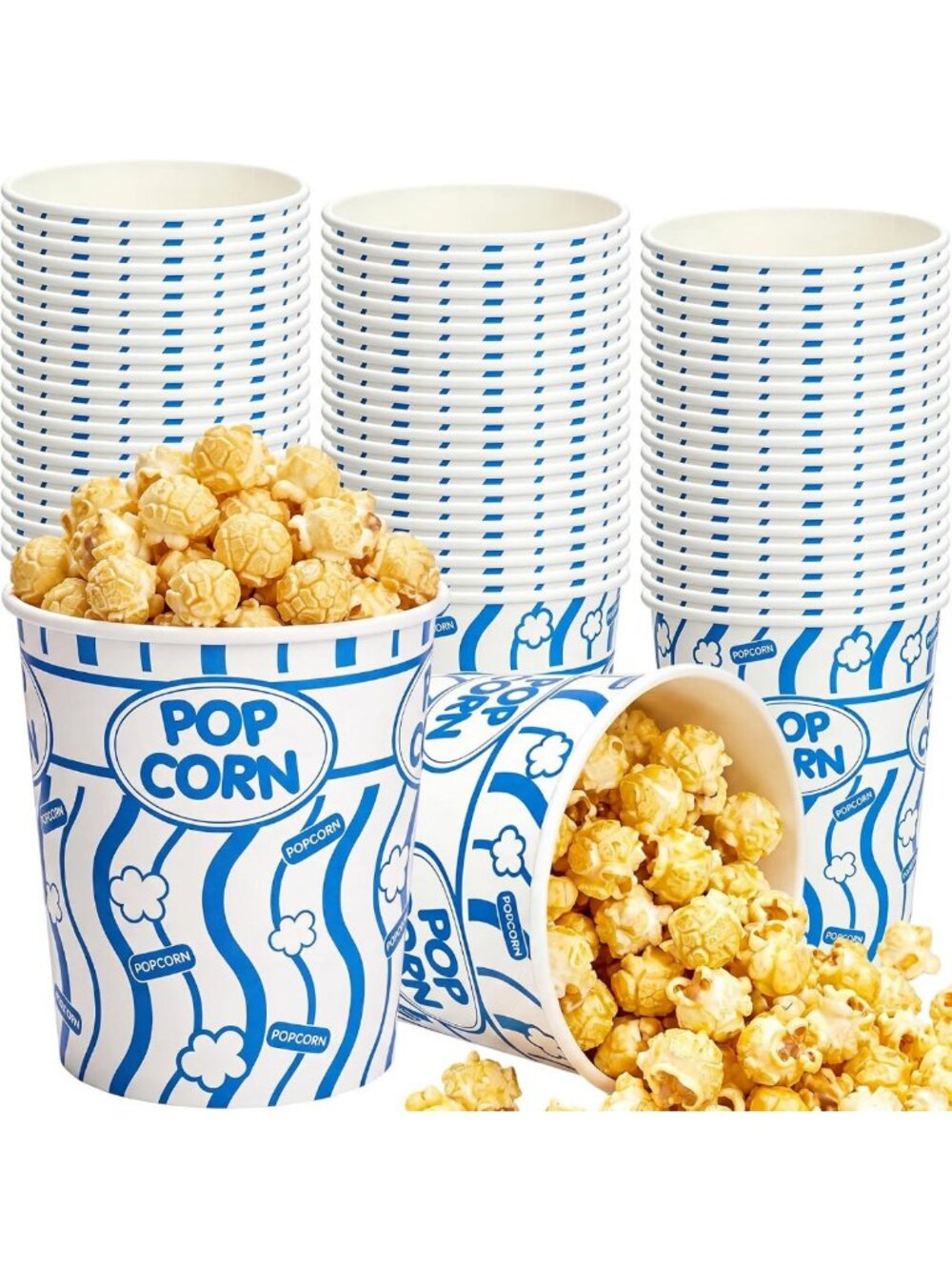 Bulk 100 Pcs Dark Blue 32 oz Popcorn Buckets - Perfect for Parties & Events